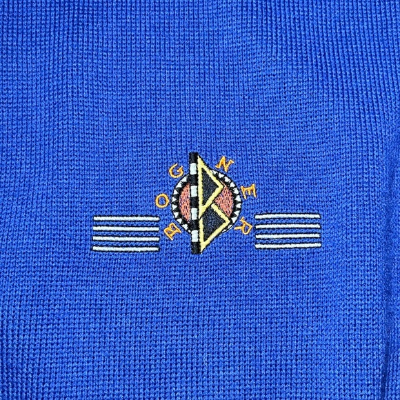 Bogner Vintage Thick Blue Wool Embroidered Sweater Size Large - Picture 7 of 7